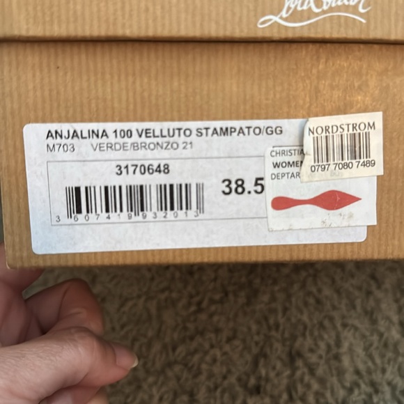 Christian Louboutin velvet dark green Studded Heels - Picture 6 of 6